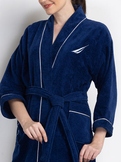 Luxurious Ultra Soft Bath Robe <small> (solid-navy/coral)</small>