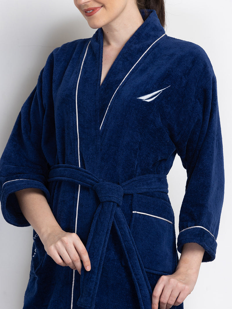 Luxurious Ultra Soft Bath Robe <small> (solid-navy/coral)</small>