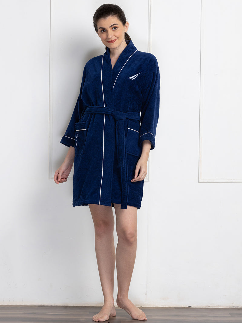 Luxurious Ultra Soft Bath Robe <small> (solid-dark grey/navy)</small>