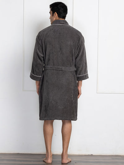Luxurious Ultra Soft Bath Robe <small> (solid-coral/dark grey)</small>
