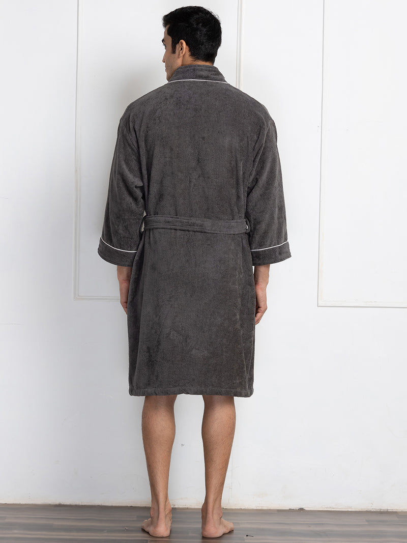 Luxurious Ultra Soft Bath Robe <small> (solid-coral/dark grey)</small>