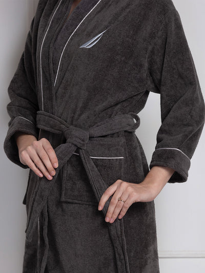 Luxurious Ultra Soft Bath Robe <small> (solid-coral/dark grey)</small>
