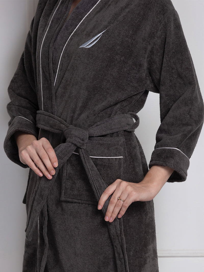 Luxurious Ultra Soft Bath Robe <small> (solid-coral/dark grey)</small>