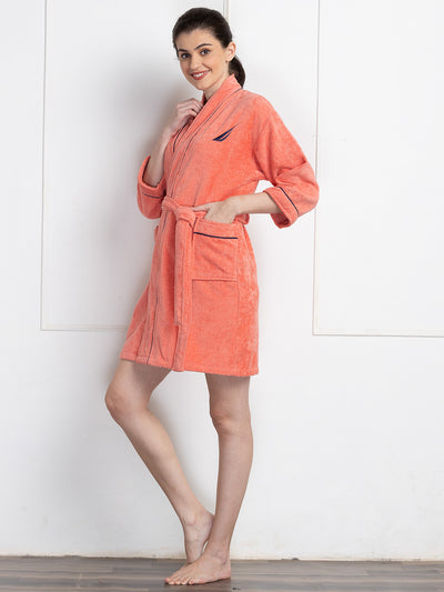 Luxurious Ultra Soft Bath Robe <small> (solid-coral/navy)</small>