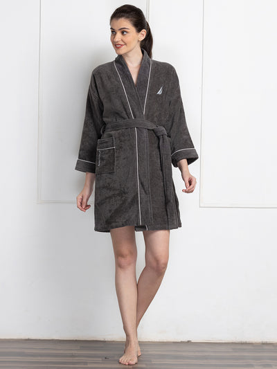 Luxurious Ultra Soft Bath Robe <small> (solid-coral/dark grey)</small>