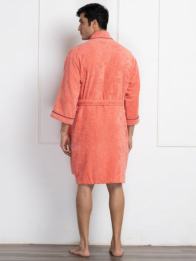 Luxurious Ultra Soft Bath Robe <small> (solid-coral/dark grey)</small>