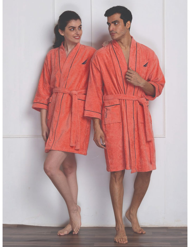 Luxurious Ultra Soft Bath Robe <small> (solid-navy/coral)</small>