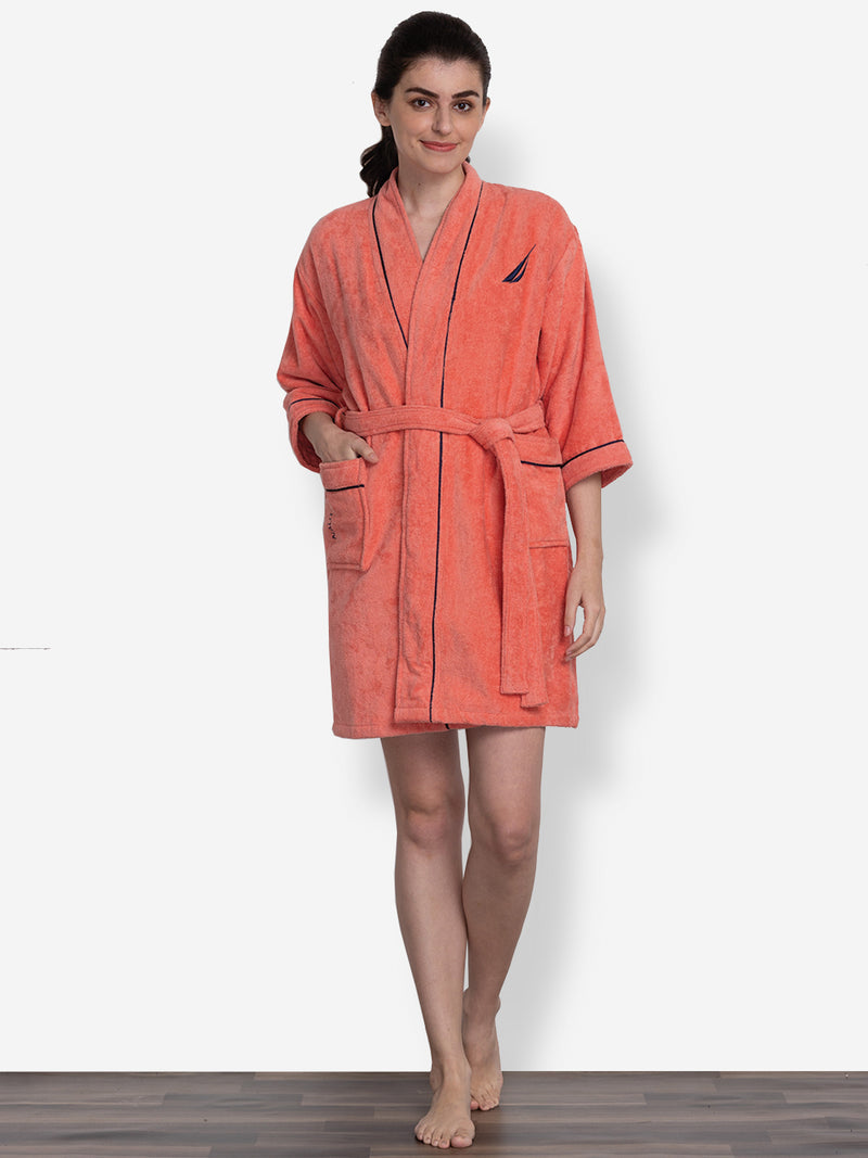 Luxurious Ultra Soft Bath Robe <small> (solid-navy/coral)</small>