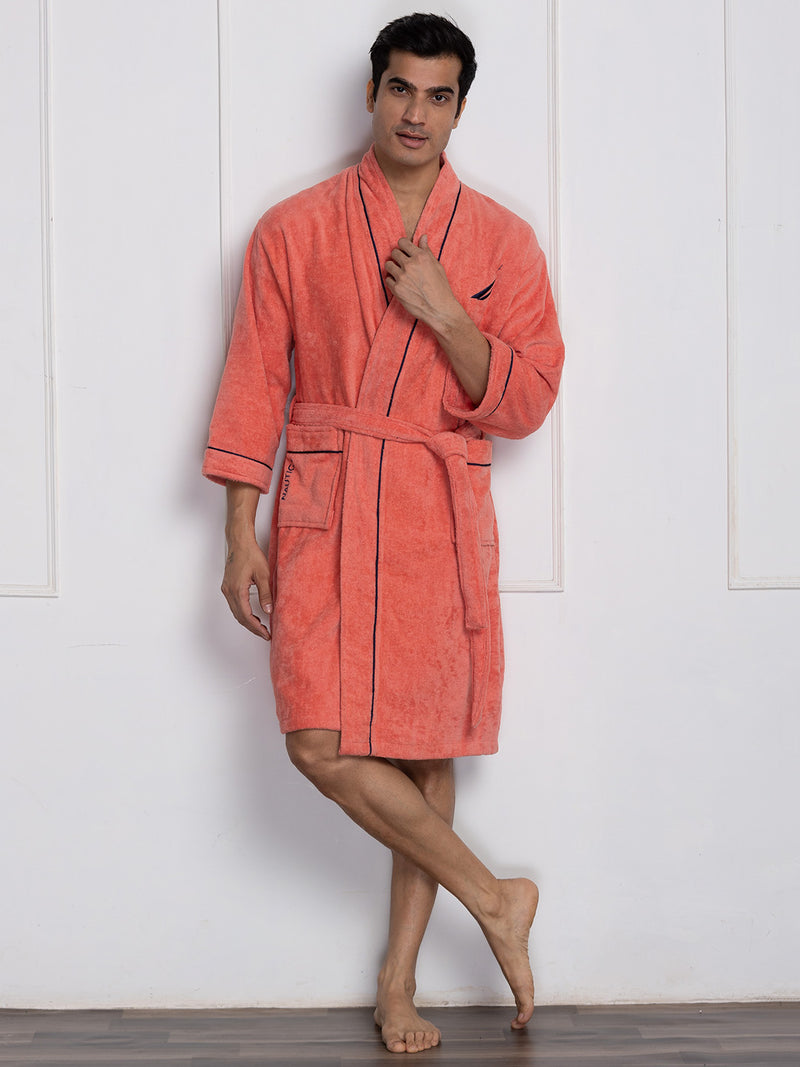 Luxurious Ultra Soft Bath Robe <small> (solid-navy/dark grey)</small>