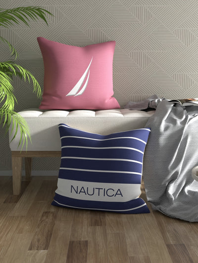 Premium Cotton Printed Cushion Covers <small> (stripe-dullpink/navy)</small>
