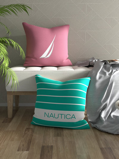 Premium Cotton Printed Cushion Covers <small> (stripe-dullpink/mint)</small>