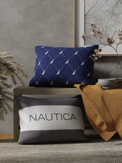 Premium Cotton Printed Cushion Covers <small> (stripe-navy/grey)</small>