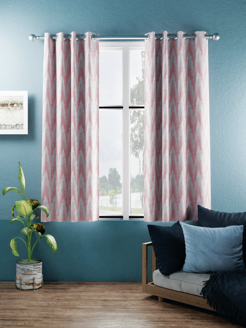 Jacquard Blackout Eyelet Curtain <small> (ornamental-pink)</small>