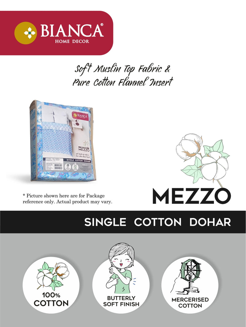 Extremely Soft 100% Muslin Cotton Dohar With Pure Cotton Flannel Filling <small> (floral-blue/white)</small>