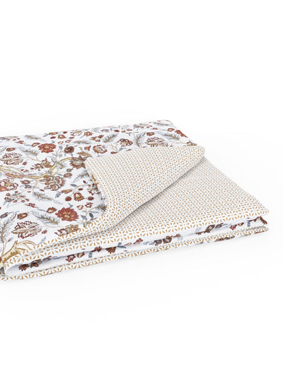 Extremely Soft 100% Muslin Cotton Dohar With Pure Cotton Flannel Filling <small> (floral-brick/multi)</small>