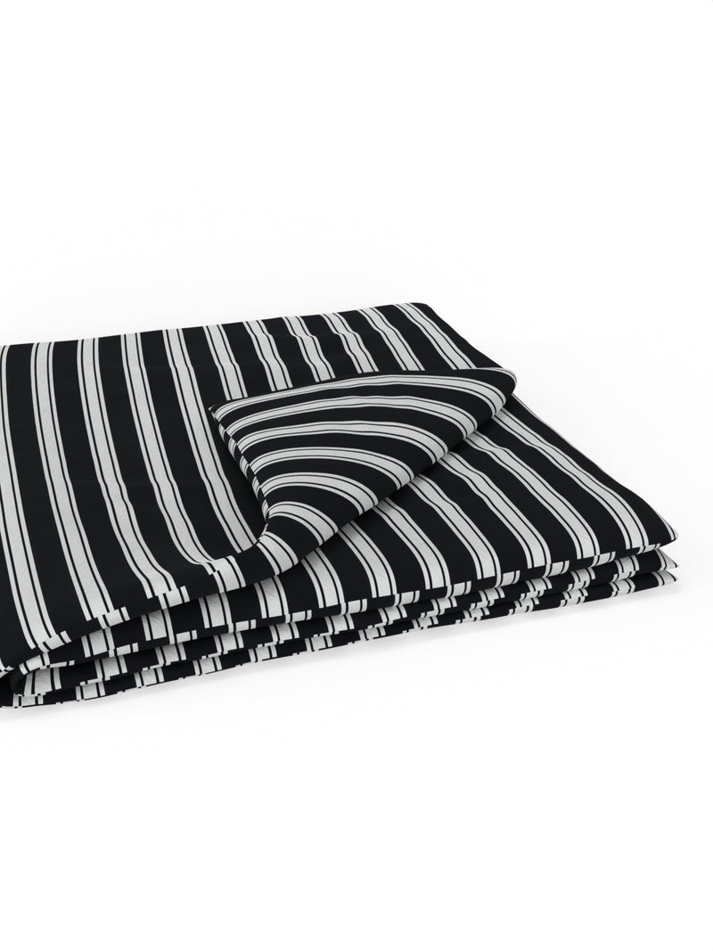 Super Soft 100% Cotton Blanket With Pure Cotton Flannel Filling <small> (stripe-black/wht)</small>