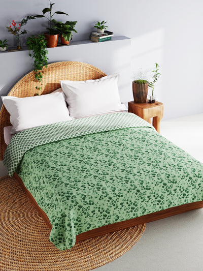 Extremely Soft 100% Muslin Cotton Dohar With Pure Cotton Flannel Filling <small> (floral-forestgreen)</small>