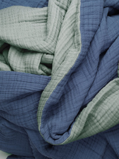 Cotton Dohar For Lightweight Warmth And Breathable Coziness <small> (reversible-blue/grey)</small>