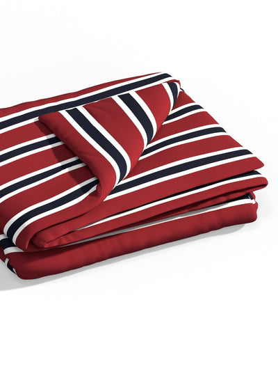 Super Soft Bamboo Cotton Blanket With Pure Cotton Flannel Filling <small> (stripe-maroon/blue)</small>