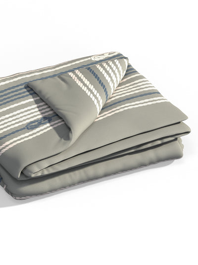 100% Premium Cotton Blanket With Pure Cotton Flannel Filling <small> (ornamental-grey/blue)</small>