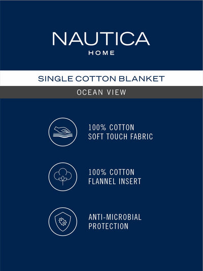 100% Premium Cotton Blanket With Pure Cotton Flannel Filling <small> (ornamental-grey/blue)</small>