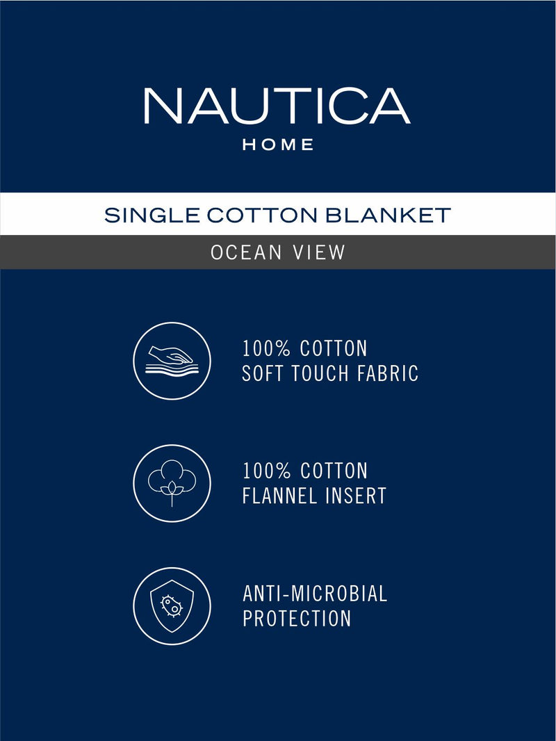 100% Premium Cotton Blanket With Pure Cotton Flannel Filling <small> (ornamental-blue)</small>