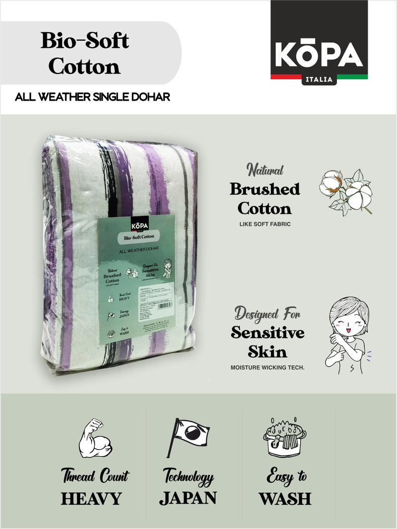 Extremely Soft Micro Single Dohar <small> (stripe-grey/lilac)</small>