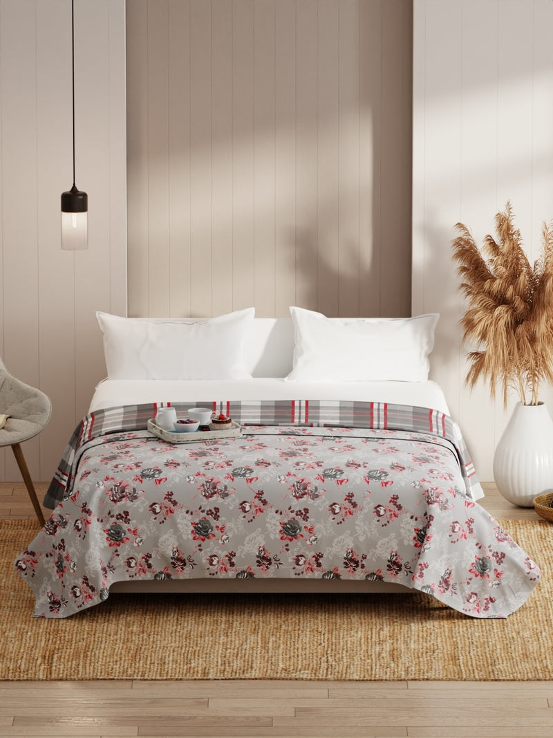 Extremely Soft Micro Double Dohar <small> (floral-grey/red)</small>