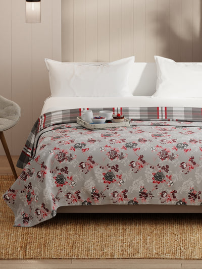 Extremely Soft Micro Double Dohar <small> (floral-grey/red)</small>