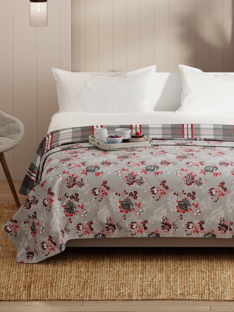 Extremely Soft Micro Double Dohar <small> (floral-grey/red)</small>