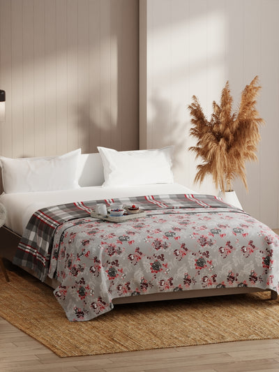 Extremely Soft Micro Double Dohar <small> (floral-grey/red)</small>