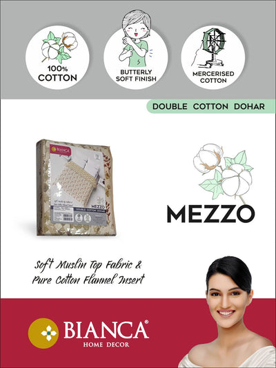 Extremely Soft 100% Muslin Cotton Dohar With Pure Cotton Flannel Filling <small> (ornamental-white/brown)</small>