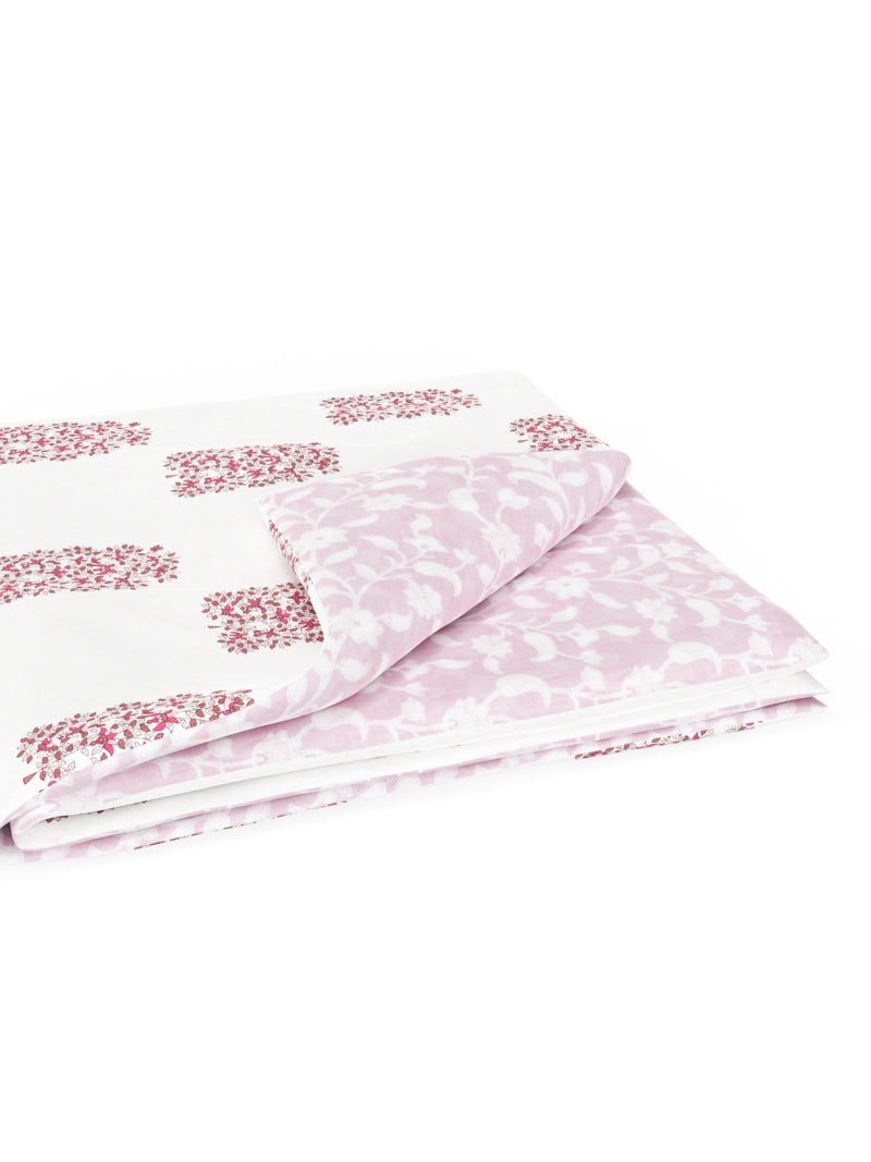 Extremely Soft 100% Muslin Cotton Dohar With Pure Cotton Flannel Filling <small> (floral-white/blush)</small>