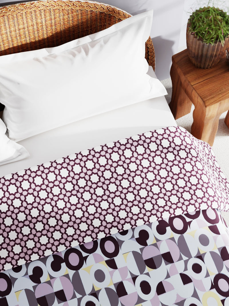 Extremely Soft 100% Muslin Cotton Dohar With Pure Cotton Flannel Filling <small> (geometric-maroon/multi)</small>