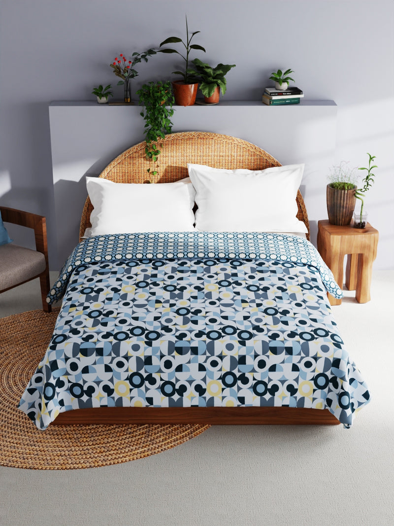 Extremely Soft 100% Muslin Cotton Dohar With Pure Cotton Flannel Filling <small> (geometric-blue/multi)</small>