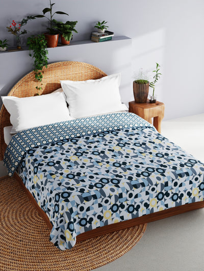 Extremely Soft 100% Muslin Cotton Dohar With Pure Cotton Flannel Filling <small> (geometric-blue/multi)</small>