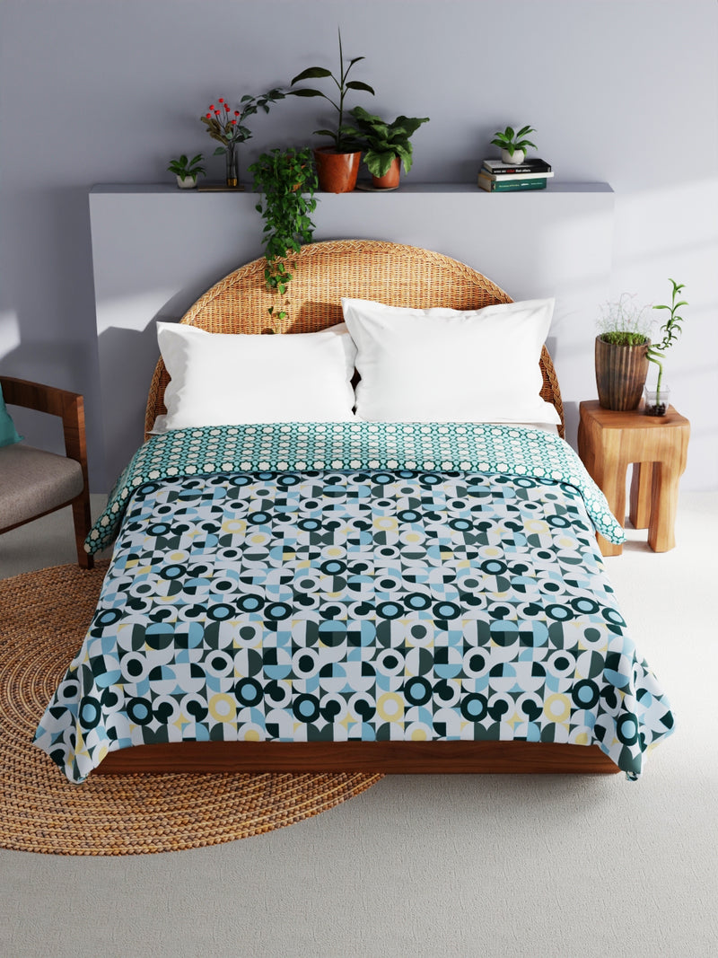 Extremely Soft 100% Muslin Cotton Dohar With Pure Cotton Flannel Filling <small> (geometric-teal/multi)</small>