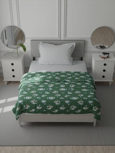 Super Soft Bamboo Cotton Blanket With Pure Cotton Flannel Filling <small> (floral-green)</small>