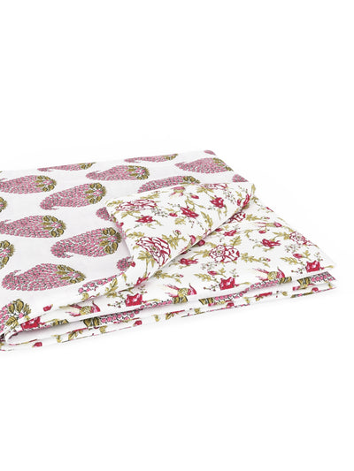 Extremely Soft 100% Muslin Cotton Dohar With Pure Cotton Flannel Filling <small> (floral-pink)</small>