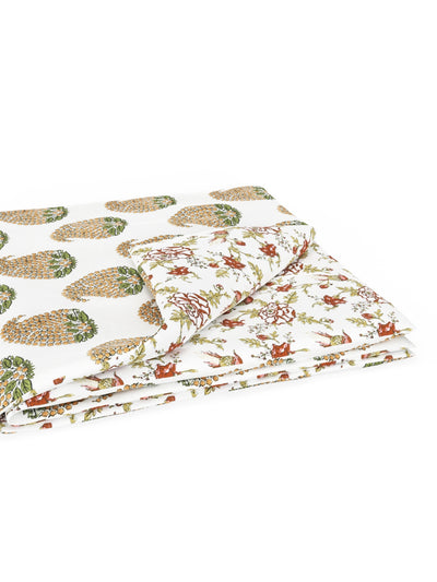 Extremely Soft 100% Muslin Cotton Dohar With Pure Cotton Flannel Filling <small> (floral-orange)</small>