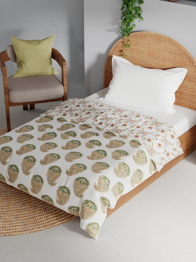 Extremely Soft 100% Muslin Cotton Dohar With Pure Cotton Flannel Filling <small> (floral-orange)</small>