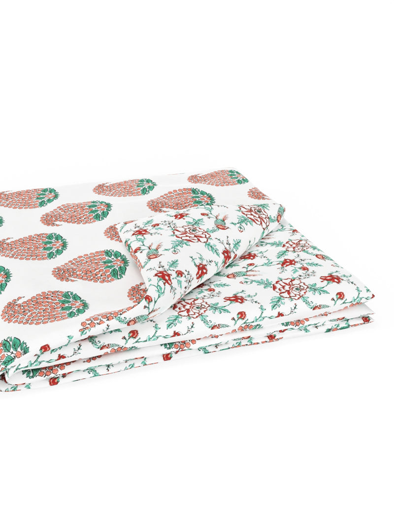 Extremely Soft 100% Muslin Cotton Dohar With Pure Cotton Flannel Filling <small> (floral-red)</small>