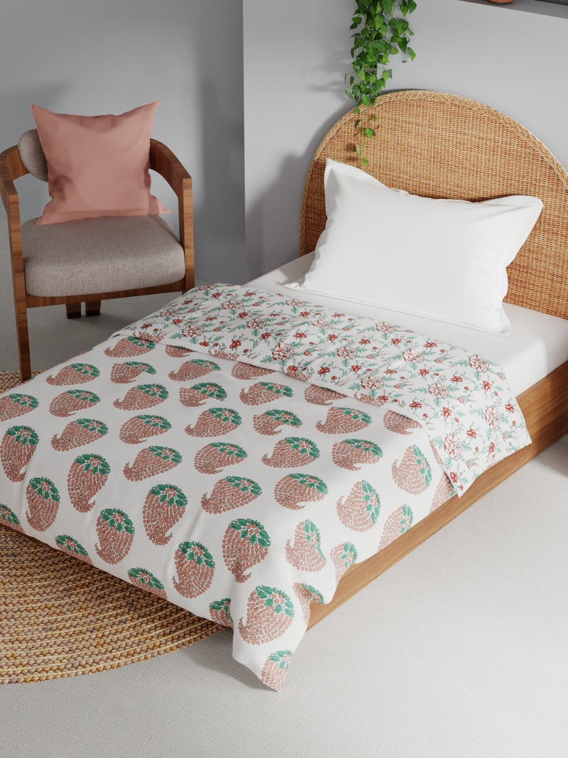 Extremely Soft 100% Muslin Cotton Dohar With Pure Cotton Flannel Filling <small> (floral-red)</small>