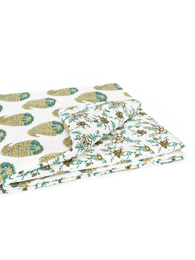 Extremely Soft 100% Muslin Cotton Dohar With Pure Cotton Flannel Filling <small> (floral-mustard)</small>