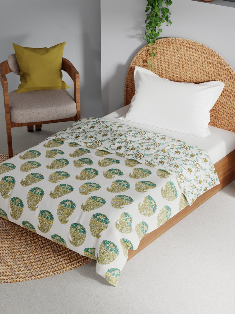 Extremely Soft 100% Muslin Cotton Dohar With Pure Cotton Flannel Filling <small> (floral-mustard)</small>