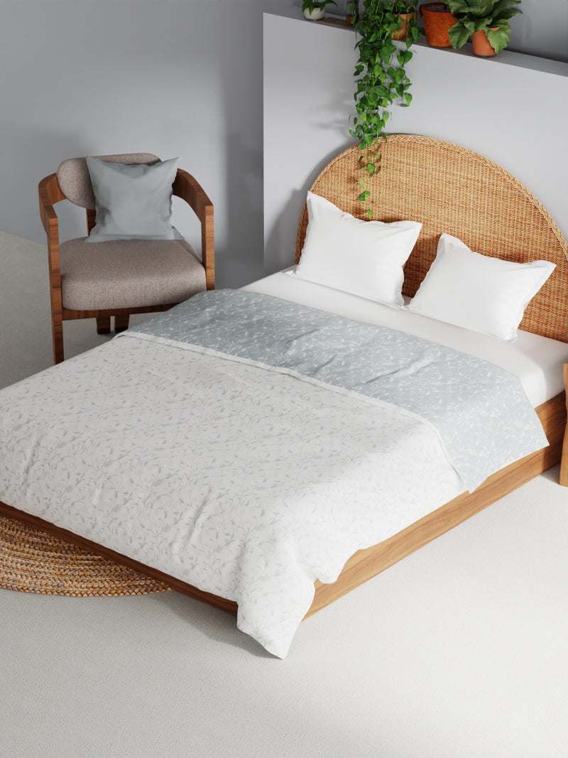 Extremely Soft 100% Muslin Cotton Dohar With Pure Cotton Flannel Filling <small> (floral-grey/white)</small>
