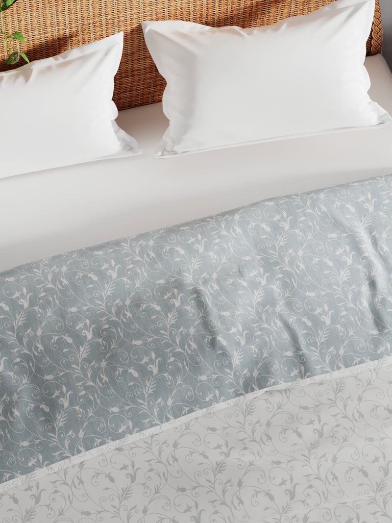 Extremely Soft 100% Muslin Cotton Dohar With Pure Cotton Flannel Filling <small> (floral-grey/white)</small>