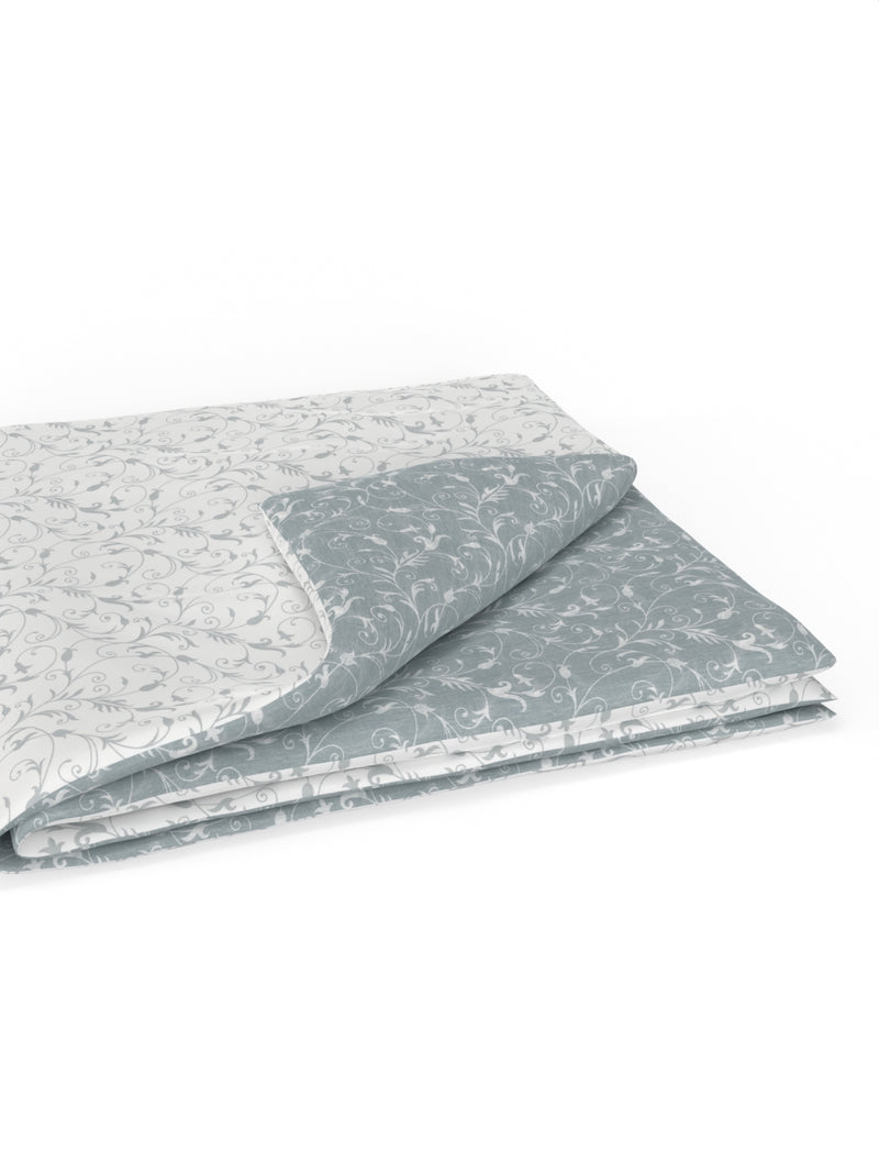 Extremely Soft 100% Muslin Cotton Dohar With Pure Cotton Flannel Filling <small> (floral-grey/white)</small>
