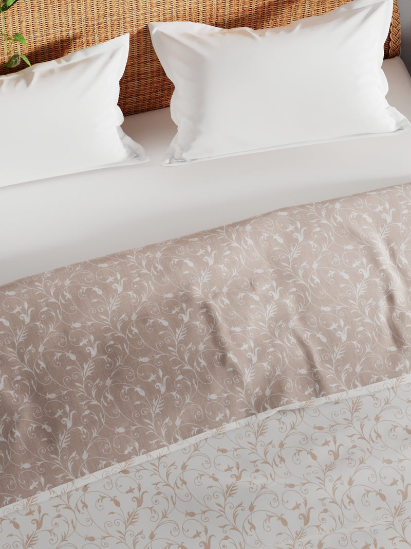 Extremely Soft 100% Muslin Cotton Dohar With Pure Cotton Flannel Filling <small> (floral-khaki/white)</small>