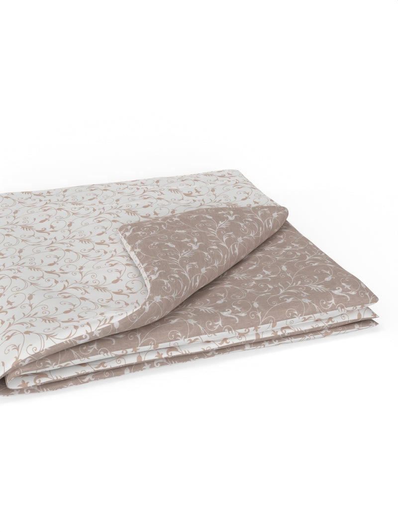 Extremely Soft 100% Muslin Cotton Dohar With Pure Cotton Flannel Filling <small> (floral-khaki/white)</small>
